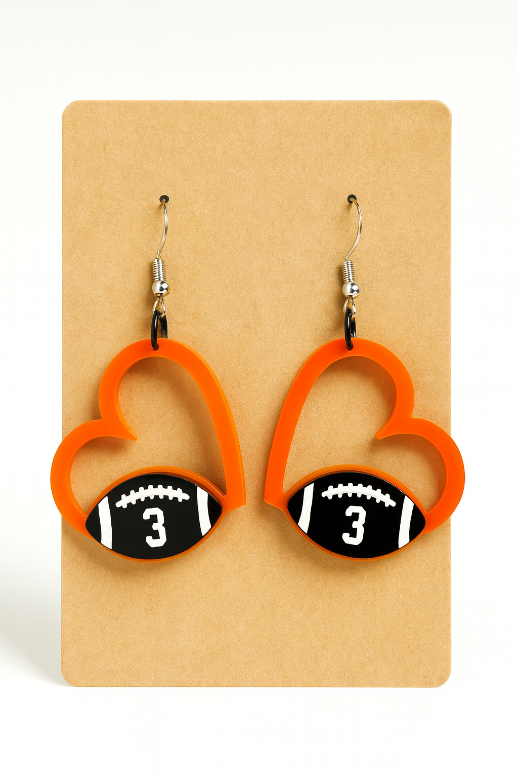 Heart & Football | Game Day Spirit Earrings | Custom Colors