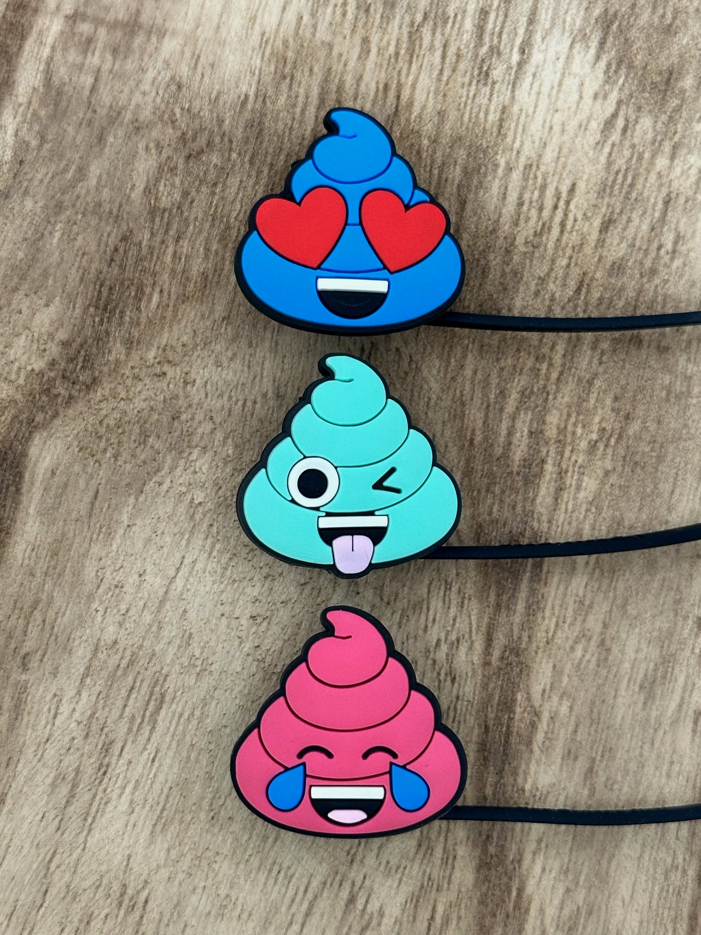 Poop Emoji Party Pack: Assorted Straw Topper Set of 3 | Tumbler Accessory | Party Gifts