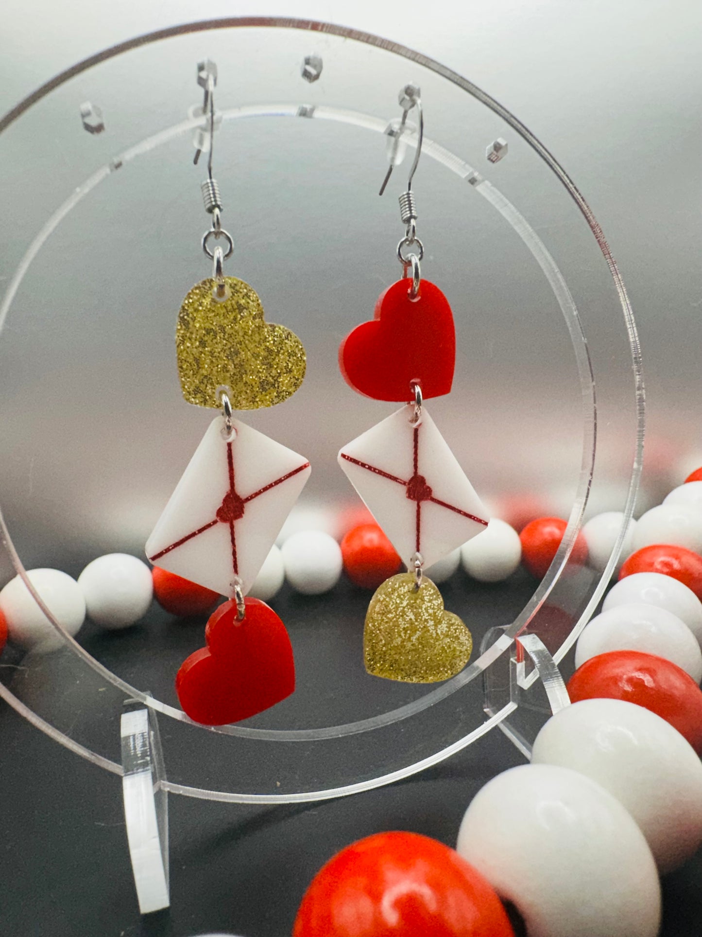 Triple Stacked Heart Dangle Earrings