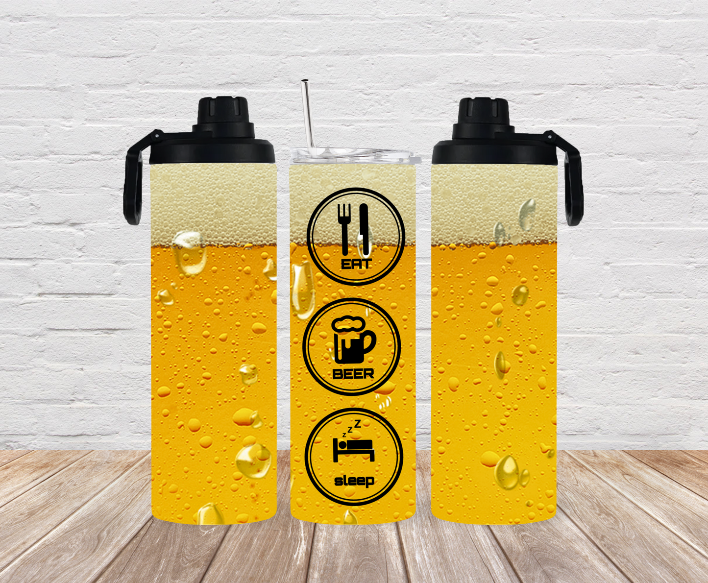 Eat, Beer Sleep! 20 oz Skinny Tumbler | Double Wall Insulated Tumbler