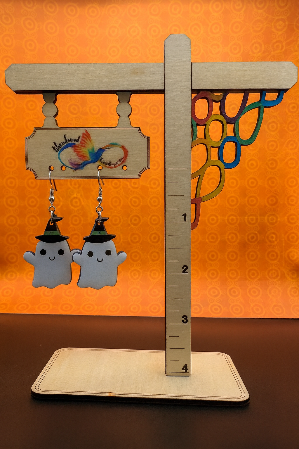 Witchy Ghost Earrings β Hand-Painted Halloween Charm