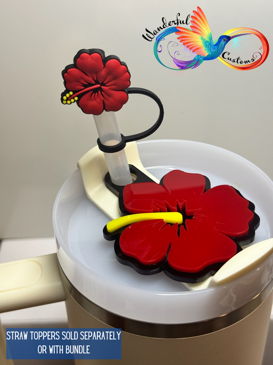 Hibiscus Tumbler Topper | Flower Gifts | Stanley Tumbler Topper Style