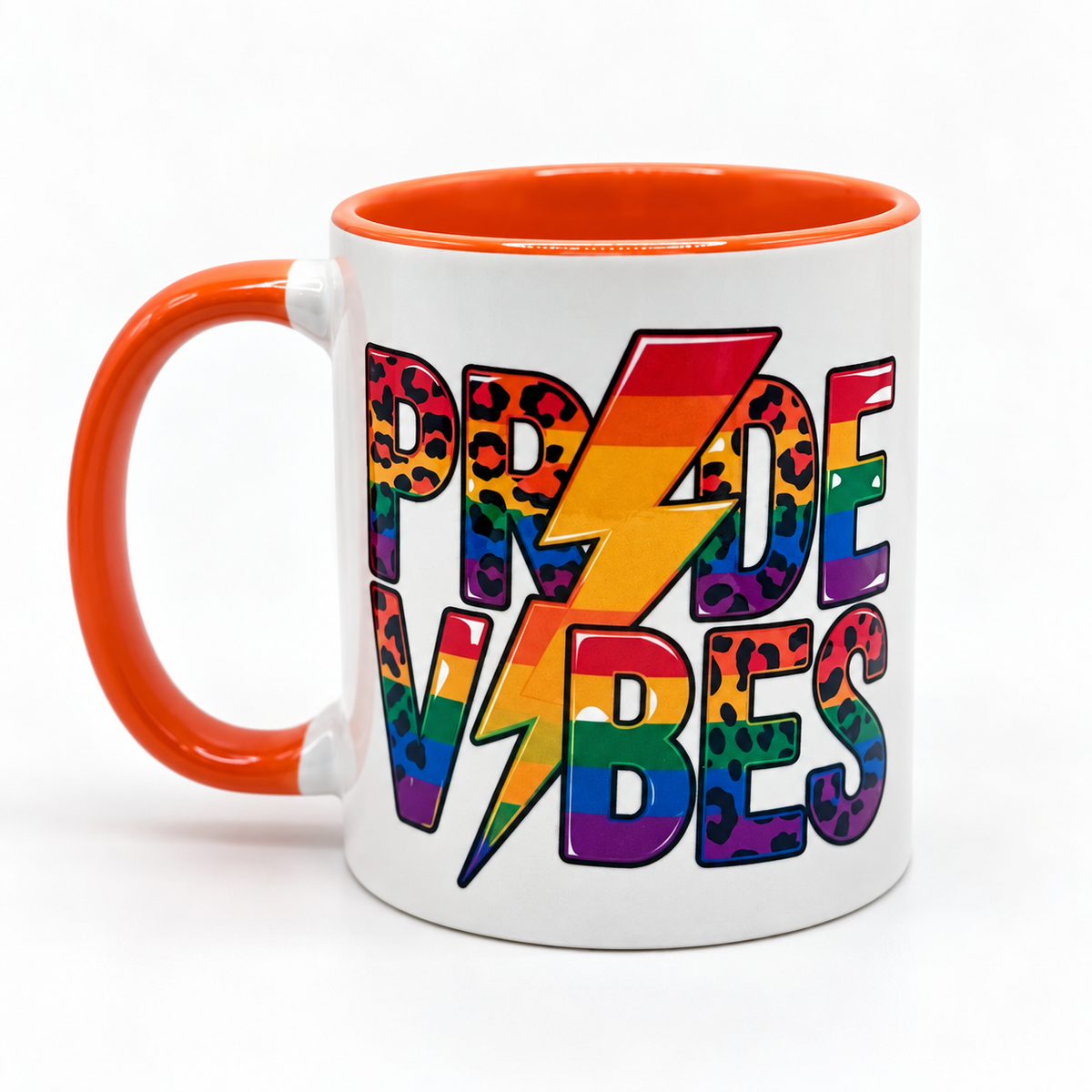 Pride Vibes Rainbow Leopard Print Mug
