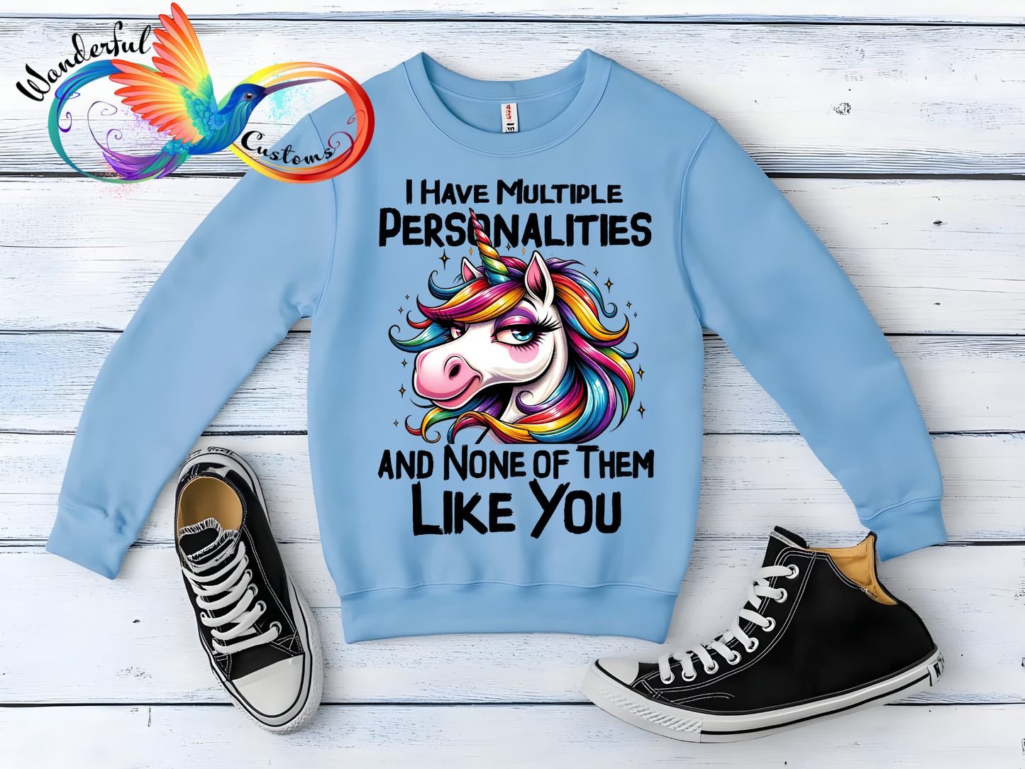 Unicorns, Attitude, & Multiple Personalities Sweatshirt | Unisex | Sarcastic Apparel