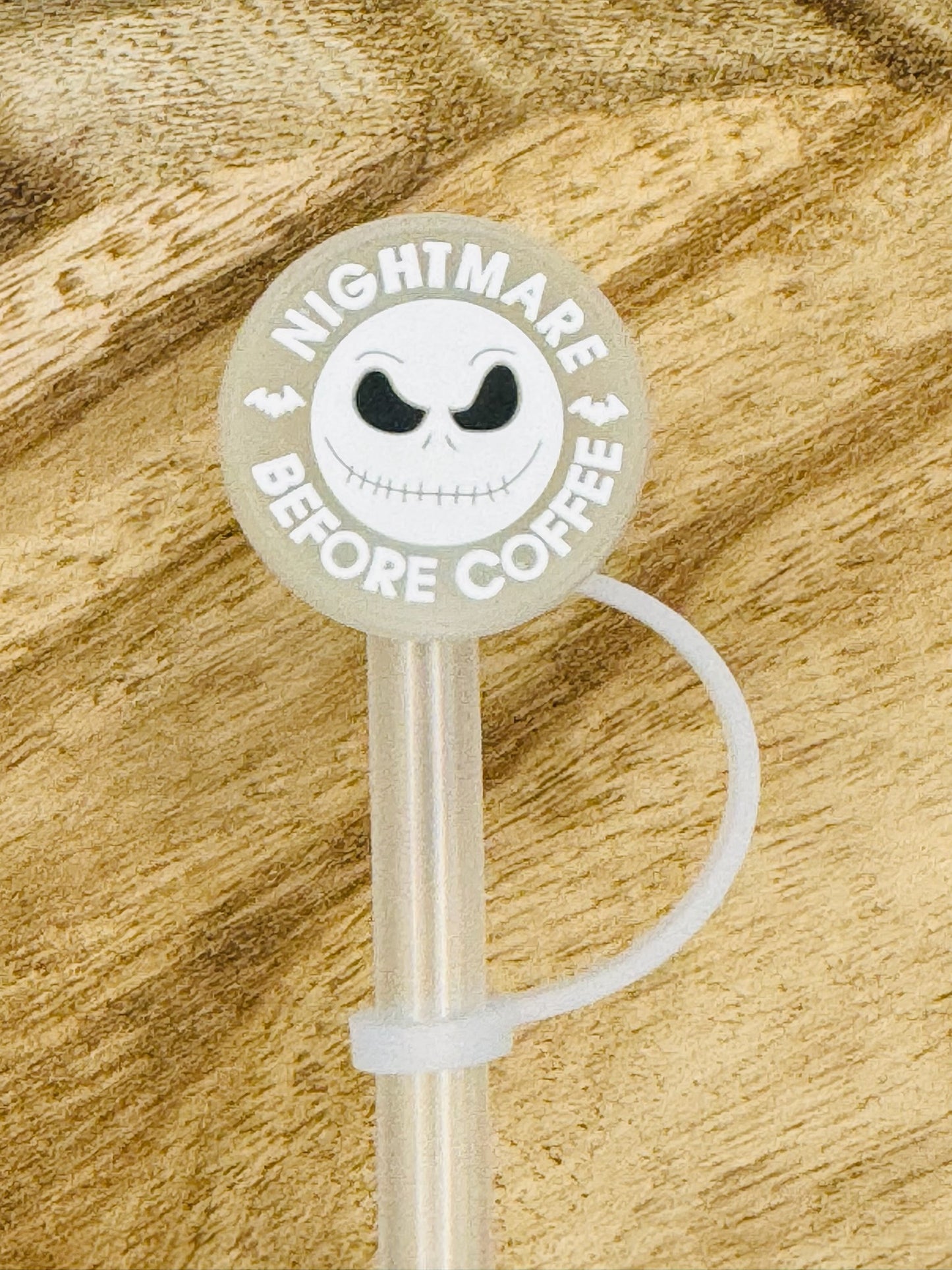 Glow in the Dark Nightmare Before Coffee Straw Topper