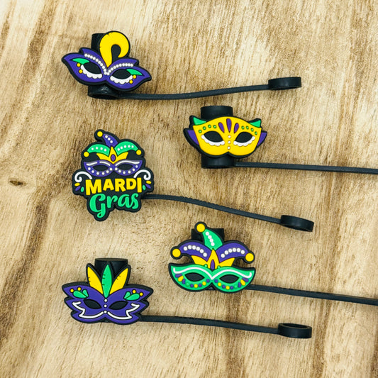 Mardi Gras Majesty: Fat Tuesday - Celebration Straw Topper Set of 5 - Gift Set