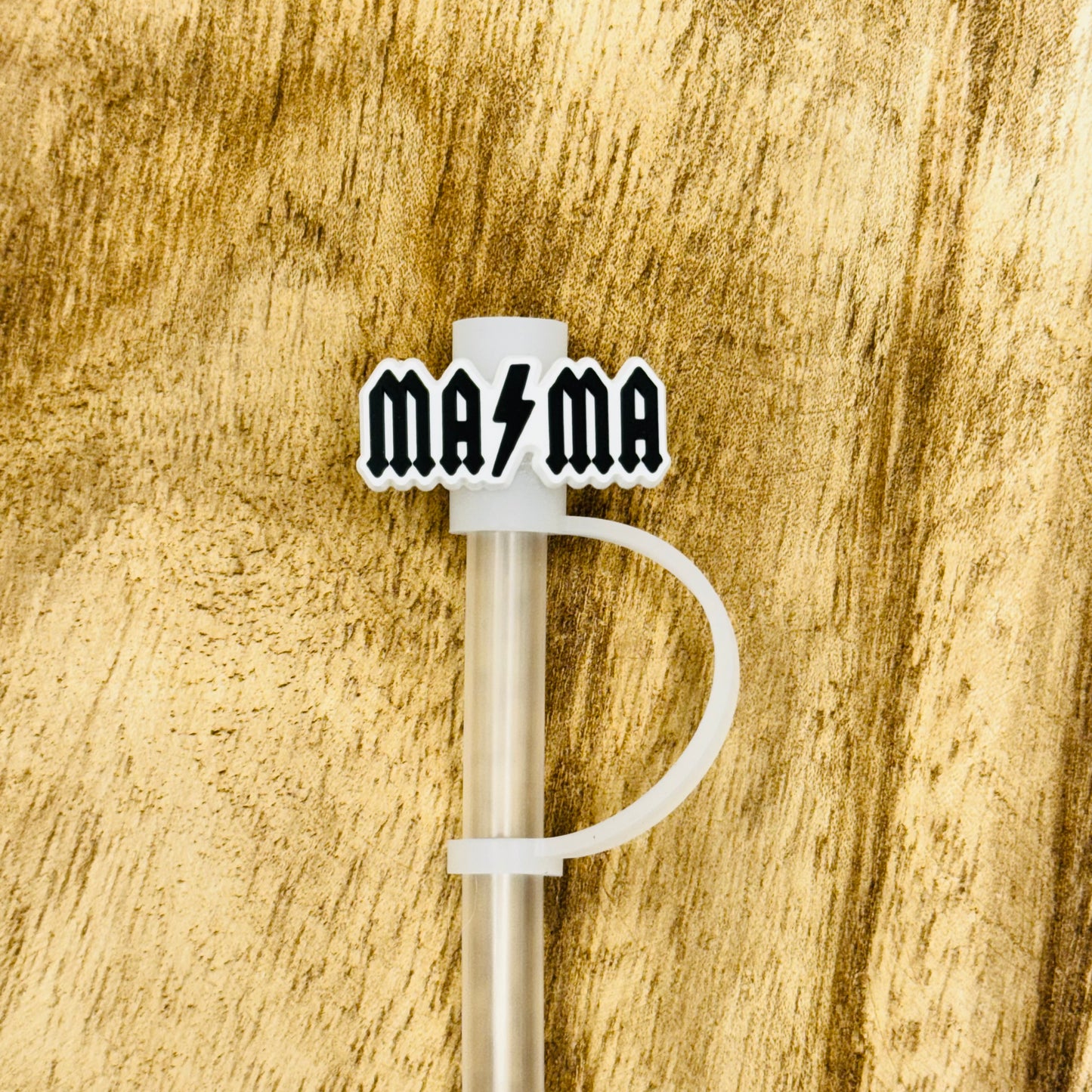 Rockin' Parents: Mama & Papa AC/DC Style Straw Topper | Tumbler Accessory | Rocker Gifts