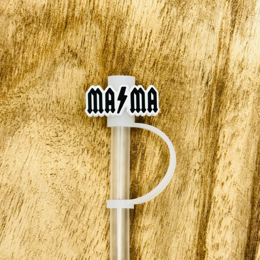 Rockin' Parents: Mama & Papa AC/DC Style Straw Topper | Tumbler Accessory | Rocker Gifts