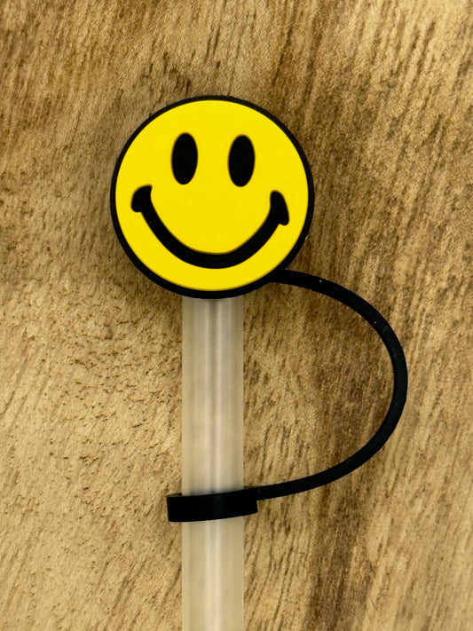 Sunny Vibes: Smiley Face Straw Topper | Tumbler Accessories | Positive Vibes Gift