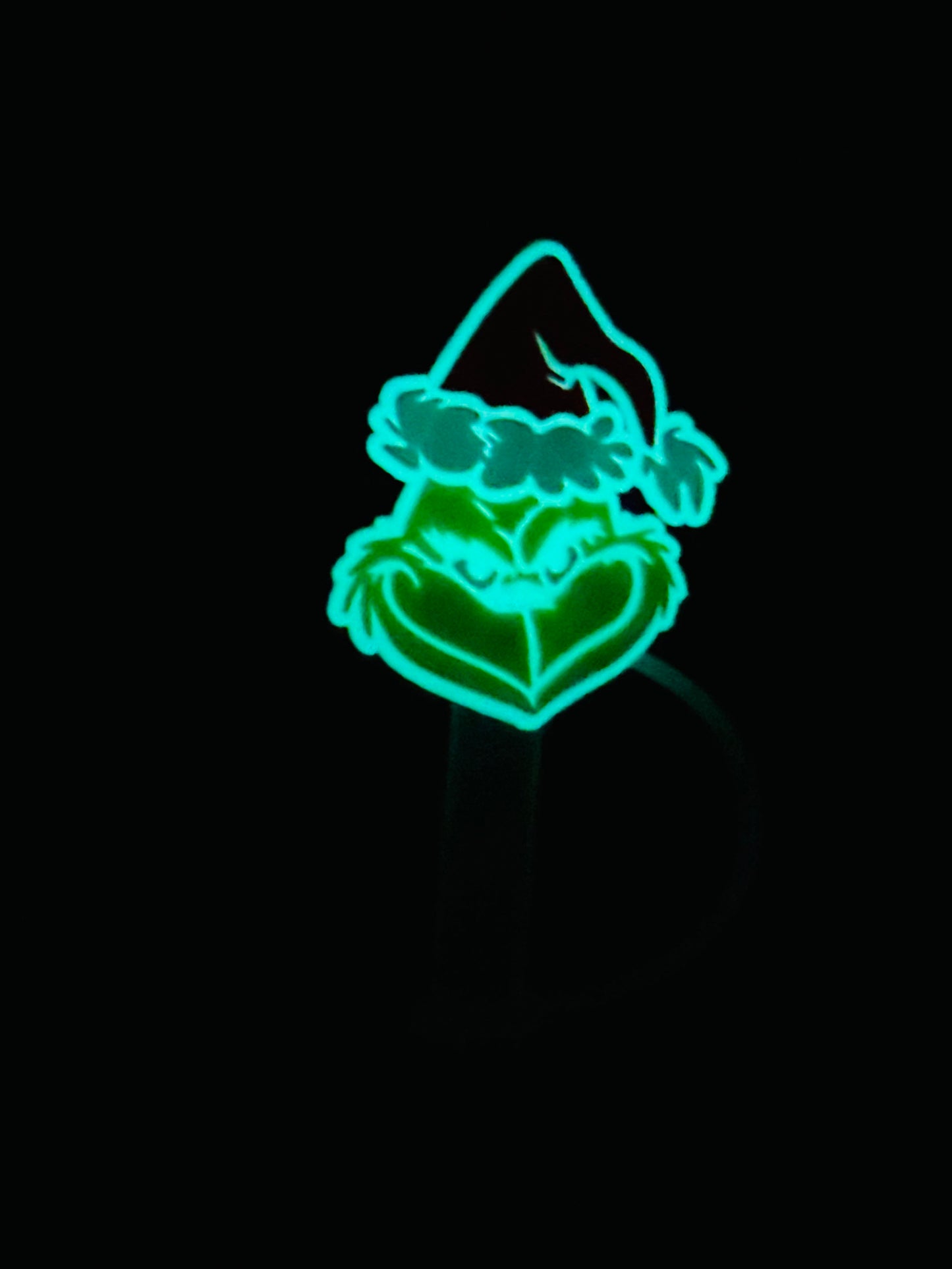Glow in the Dark Grinch Straw Topper | Tumbler Accessory | Christmas Gift