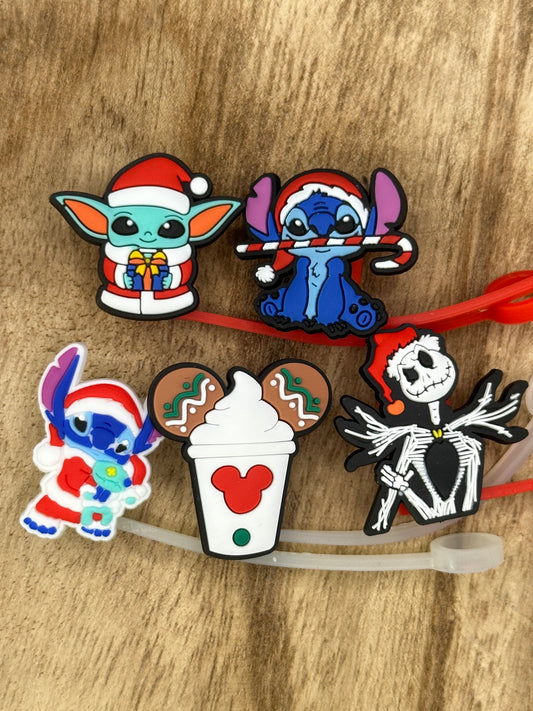 Magical X-mas Straw Toppers Set of 5 | Tumbler Accessory | Christmas Gifts