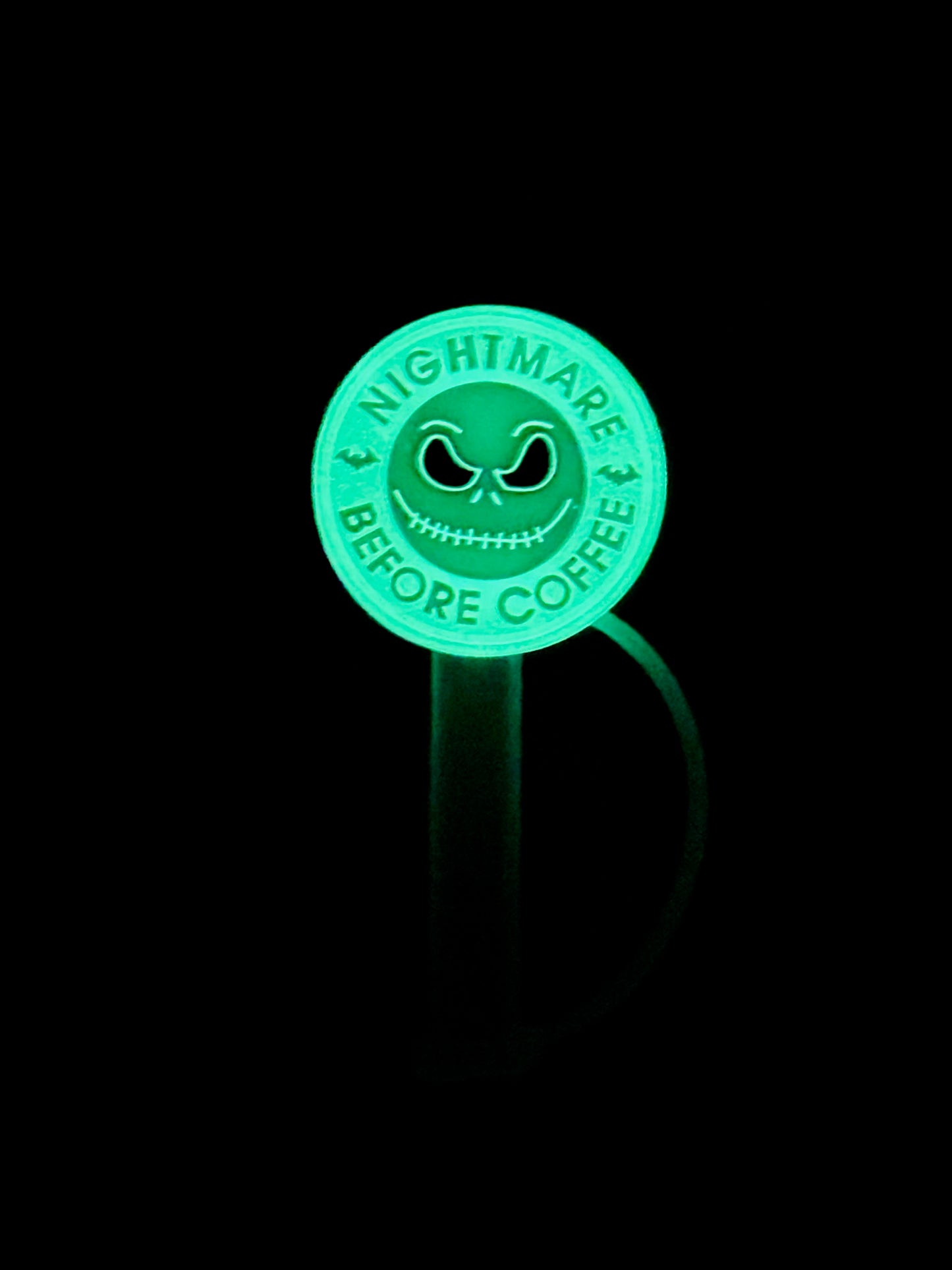 Glow in the Dark Nightmare Before Coffee Straw Topper