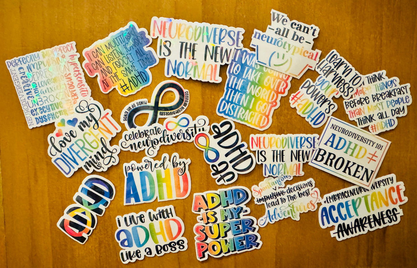 ADHD Assorted Sticker Bundles | Water Proof Stickers| Neurodiverse Gifts