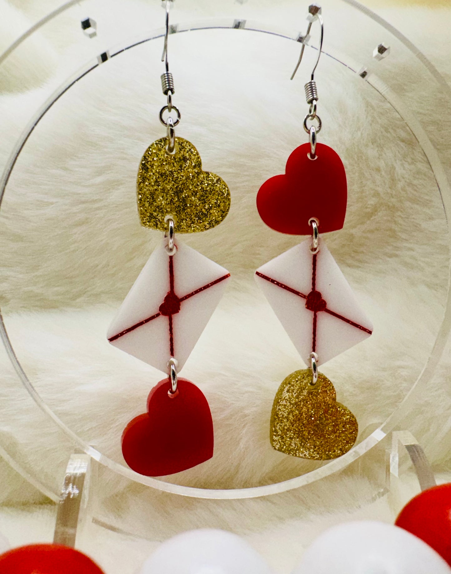 Triple Stacked Heart Dangle Earrings