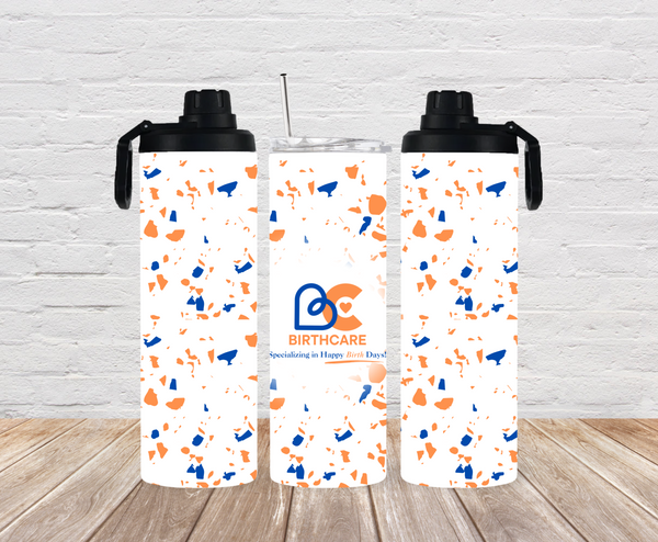 Stay stylish and hydrated with this BirthCare exclusive 20oz skinny tumbler! Featuring a terrazzo design in BirthCare colors, it comes with two lids—straw lid + flip-top spout—for everyday flexibility. Keeps drinks hot or cold for hours.