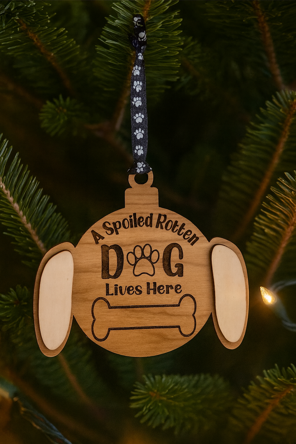 Personalized Pet Ornament – Dog & Cat Options | Custom Name | Spoiled Rotten Pet Lives Here