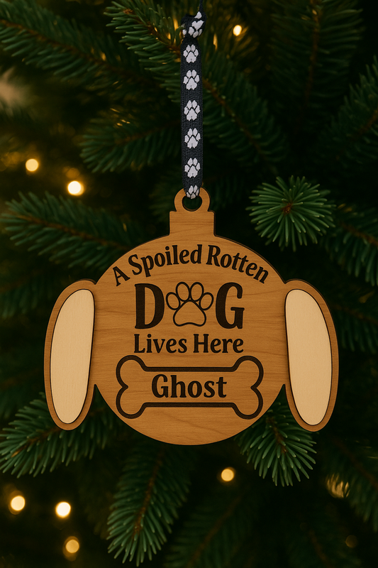 Personalized Pet Ornament – Dog & Cat Options | Custom Name | Spoiled Rotten Pet Lives Here