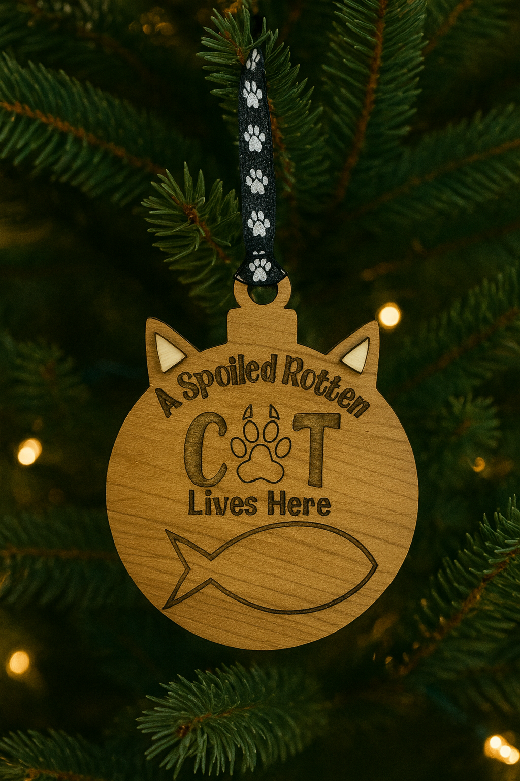 Personalized Pet Ornament – Dog & Cat Options | Custom Name | Spoiled Rotten Pet Lives Here
