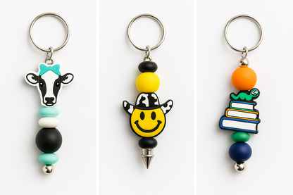Beaded Silicone Keychain | Cute Charm Keyrings for Bags, Keys & Backpacks