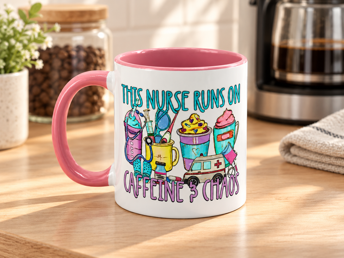 Caffeine & Chaos Nurse Mug