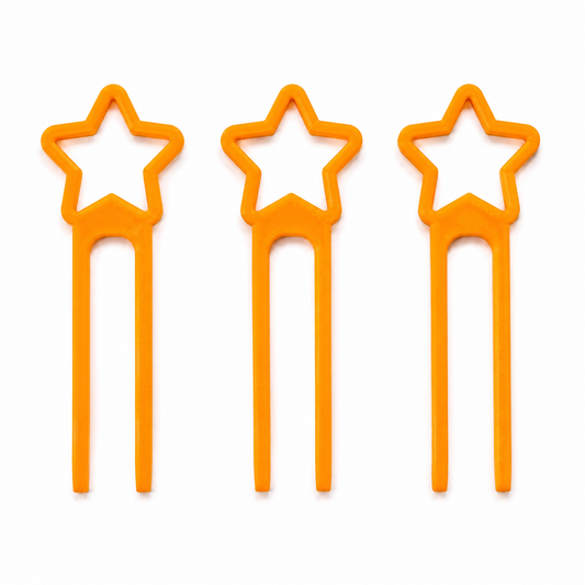 Orange Star Plant Pin decorative plant supports, set of 3 reusable 3D printed plant stakes for indoor plants and small vines.