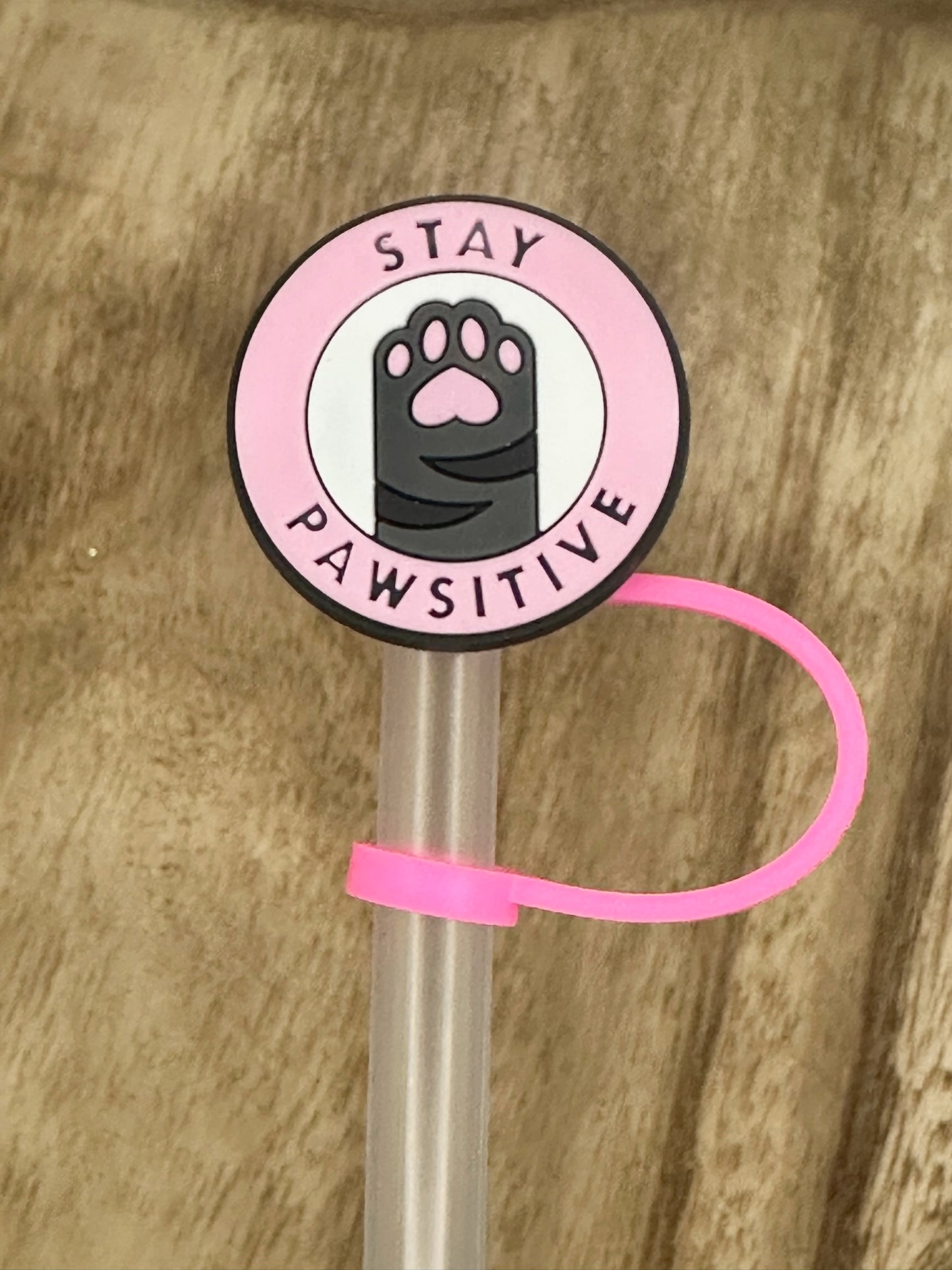 Stay Pawsitive Straw Topper | Tumber Accessory | Cat Lover Gift