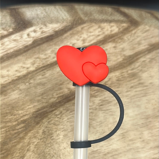 Dual Hearts Straw Topper | Tumbler Accessory | Valentines GIft