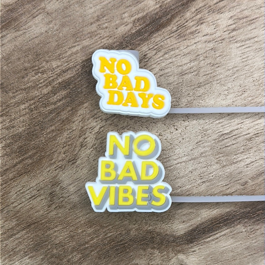No bad vibes Straw Topper Sets | Tumbler Accessory | Spread Positivity Gifts