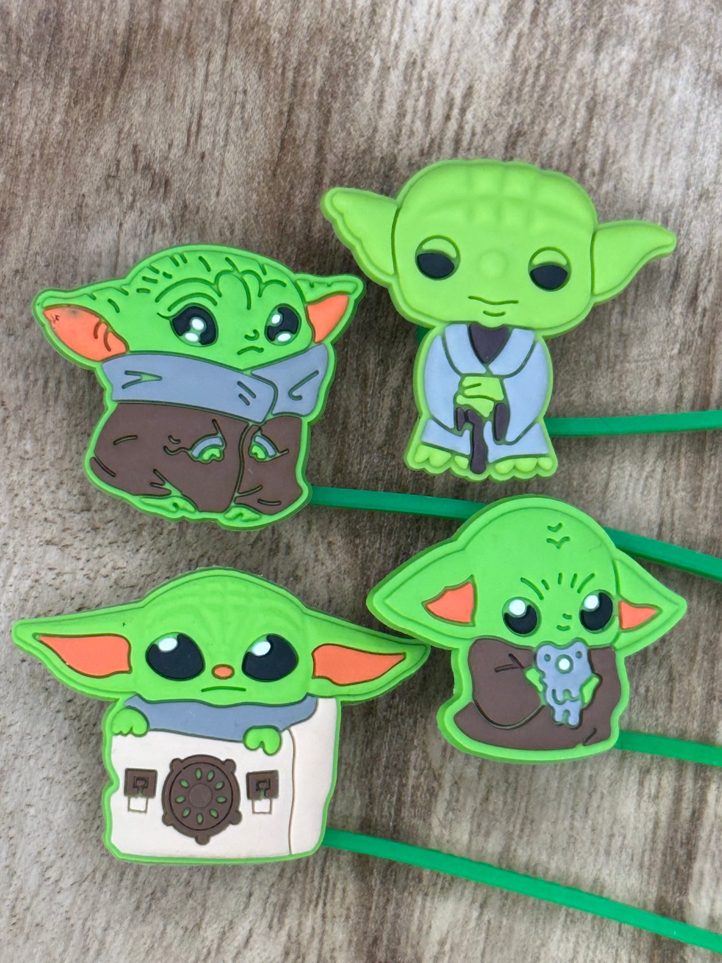 Grogu and Yoda Straw Topper Set of 4 | Tumbler Accessory